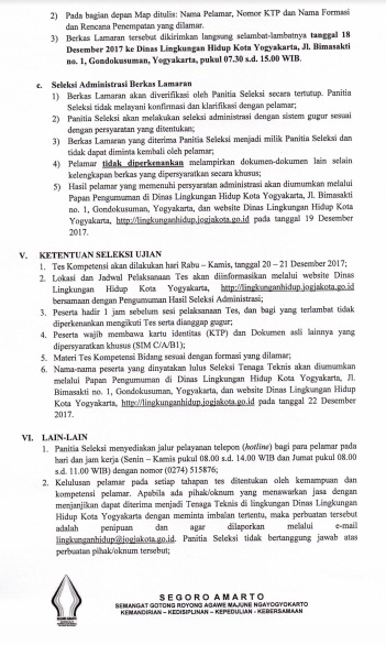 Penerimaan Pegawai Non PNS Dinas Lingkungan Hidup Kota ...